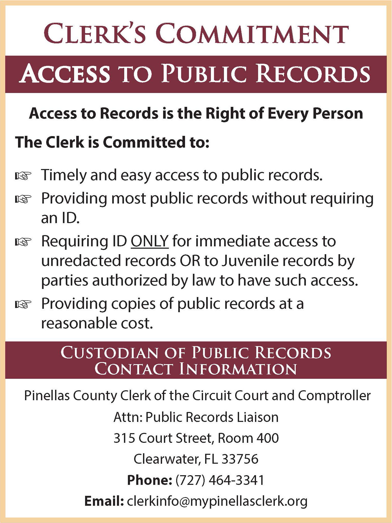 Clerk's Commitment: Access to Public Records
